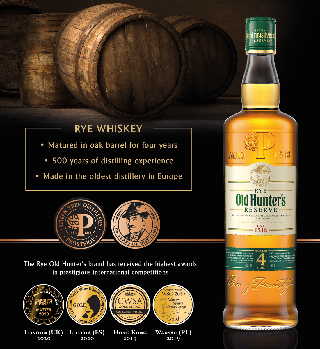Whisky Old Hunter’s Reserve Rye Traditional 4 ani 0.7L 0.7L